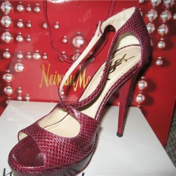 YSL Yves Saint Laurent Tribute Python Platform Sandals Heels Shoes - Picture 8 of 11